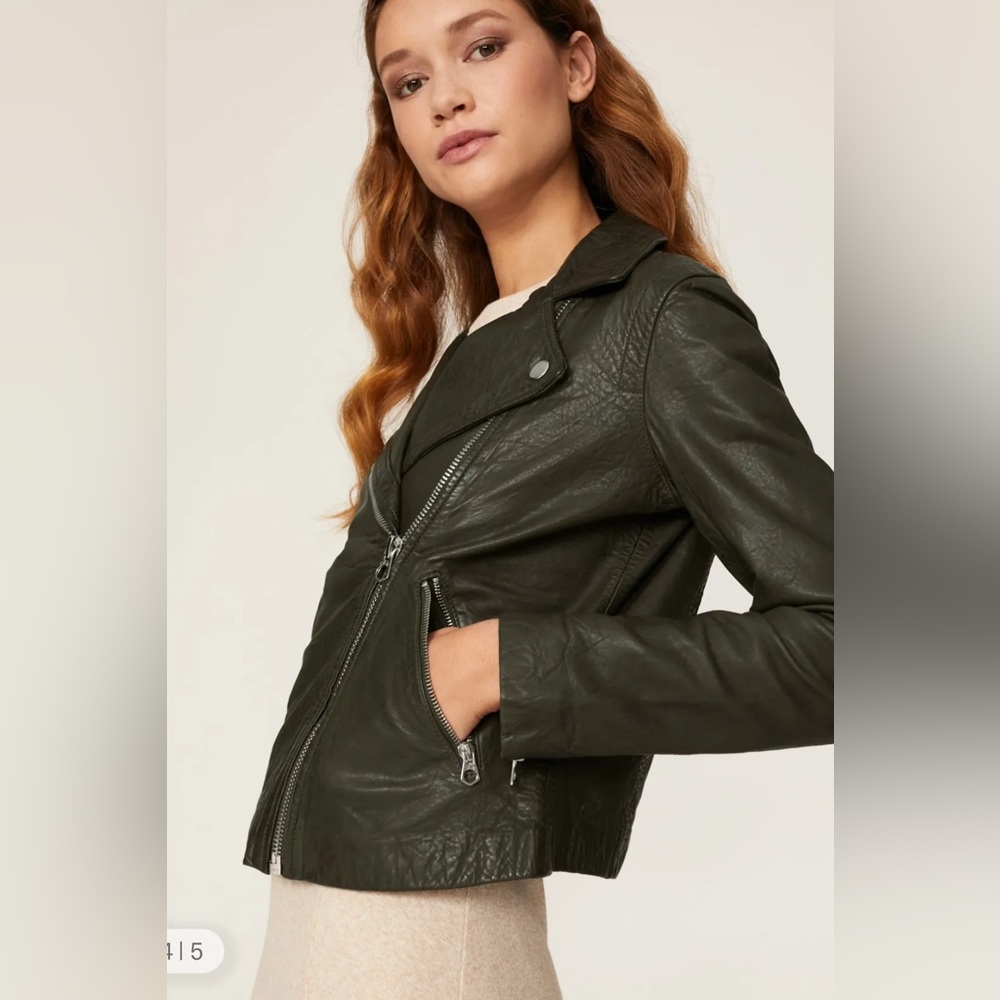 Madewell Dark Green Leather Moto Jacket